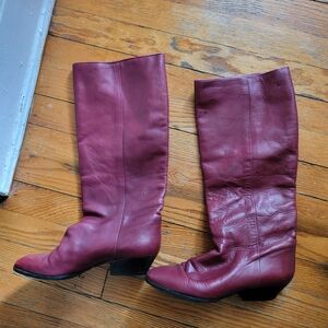 Women's Burgundy Leather Boots 7US